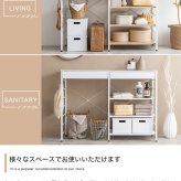 キッチンカウンター ゴミ箱収納 ゴミ箱上ラック レンジラック ダストボックス キッチンラック レンジ台 収納棚 おしゃれ 北欧 シンプル キッチン 収納 間仕切り 120cm幅 背面収納ありタイプ ：