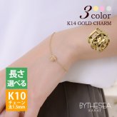 ハワイアンジュエリー ゴールド ブレスレット プルメリア 透かし バレル 樽 K14ゴールド チャーム K10ゴールド太1.5mmあずきチェーン 長さ 選べる 15cm～20cm パーツ ブランド 彼女 妻 女性 レディース 誕生日 プレゼント ハロウィン 【品番：GP105-CH176-B】