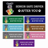 カーサイン 高齢者マーク SENIOR SAFE DRIVER ミニチュアシュナウザー ステッカー シール 長方形 15x5cm 肉球 日本製 車