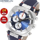 エルブラン HERBELIN ニューポート NEWPORT 42mm 腕時計 メンズ クオーツ クロノグラフ H35664AP25 クッション スクエア HERITAGE 革ベルト ネイビー