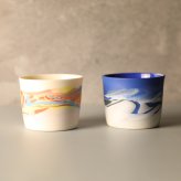【手に馴染むおちょこ　セット　marble　300ml　北川和喜】日本酒グラスセット　ペア　おしゃれ　かわいい　誕生日酒器 和食器 薄い お猪口 家飲み グッズ  おしゃれ  ギフト プレゼント 結婚祝い 引き出物 お祝い 内祝い 日本製 定番 人気