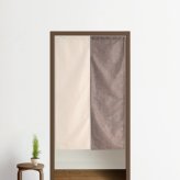 のれん 防炎 暖簾 おしゃれ ロング丈 約85×150cm マリモ生地 北欧 間仕切り 日本製 玄関 目隠し 無地 ツートンカラー アイボリー ブラウン キッチン リビング 出入り口 台所 防炎マリモ