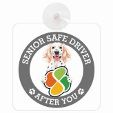 カーサイン 高齢者マーク SENIOR SAFE DRIVER イングリッシュセター 車内用 吸盤タイプ 収れん火災防止タイプ 肉球 日本製 車 ステッカー