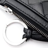 ボッテガヴェネタ BOTTEGA VENETA コインケース 小銭入れ キーケース キーリング付き イントレチャート メンズ レディース ブラック 黒 ラムレザー 本革 ファスナー 608784 V48C3 8803 ミニ財布