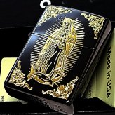 ZIPPO アベマリア ジッポ ライター おしゃれ ブラックニッケル＆ゴールド 彫刻 黒金 Ave Maria お守り メンズ レディース ギフト プレゼント