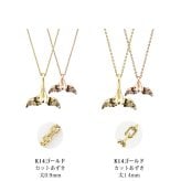 ゴールド ネックレス ハワイアンジュエリー ネックレス ホエールテール ペアネックレス 2本セット Sサイズ Lサイズ 刻印 無料 誕生石入れ可 K14ゴールド K14カットあずきチェーン太0.9mm 2本セット カップル 夫婦 プレゼント ハロウィン 【品番：CG-GP114-GP115P-CH123】