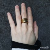 ステンレス ぷっくりリング ごつめ ワイドリング ボリューム 2連 ゴールド 指輪 重厚感 太め 大きめ 存在感 メタル お洒落 プチプラ レディース 女性 金属アレルギー対応