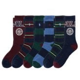 ポロラルフローレン：POLO CREST ソックス 6PK (ネオビーアソート)[ソックス/ 男性下着/ メンズインナー/人気ブランド/おすすめギフト/誕生日プレゼント/メンズファッション]