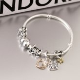 ボックス・ショッパー付 PANDORA(パンドラ) ★ Heart Padlock Double Dangle Charm ★ ハート 南京錠 ダブルダングルチャーム ★ ブレスレット カスタマイズ アクセサリー シンプル 日常使い 誕生日 記念日 母の日 プレゼント ギフト｜チャーム 単品