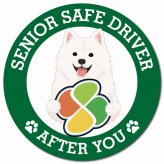 カーサイン 高齢者マーク SENIOR SAFE DRIVER 紀州犬 マグネット 強力 直径13cm 肉球 日本製 車 ステッカー