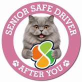 カーサイン 高齢者マーク SENIOR SAFE DRIVER ブリティッシュロングヘア マグネット 強力 直径13cm 肉球 日本製 車 ステッカー