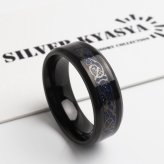 ステンレス 龍紋リング ドラゴンライン メンズリング ブラックリング ブルー 指輪 シンプル 存在感 メタル お洒落 ケルト 模様 プチプラ 男性 金属アレルギー対応