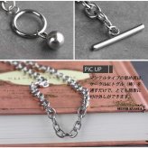 ステンレス マンテル チェーン ネックレス あずき 小豆 チェーン 錠前 南京錠 球体 オーブ チャーム silver シルバー 銀色 金属アレルギー対応 ロック rock ペンダント