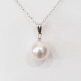 ［pearl615］8mm - 8.5mm ホワイトピンク ペンダント ダイヤモンド付 あこや真珠 0.01ct