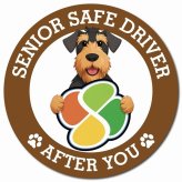 カーサイン 高齢者マーク SENIOR SAFE DRIVER エアデールテリア マグネット 強力 直径13cm 肉球 日本製 車 ステッカー