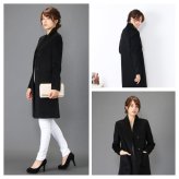 カシミヤコート レディース 100％ ロング コート Vネック ノーカラー 冠婚葬祭 フォーマル Filomo 秋 冬 着丈95cm 卒業式 入学式 母 ライトグレー/ブラック 9号/11号/13号 アウター 裏地付き ギフト プレゼント 6F (02000204r)
