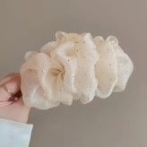 ヘアクリップ しっかり留まる シュシュ シフォン バンスクリップ 髪留め ロングヘア 大 バレッタ バンス ヘアアクセサリー 大人 シンプル 大きい おしゃれ かわいい ホワイト ブラック トレンド ガーリー 落ちにくい 大きめ ボリューム