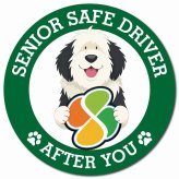 カーサイン 高齢者マーク SENIOR SAFE DRIVER オールドイングリッシュシープドッグ マグネット 強力 直径13cm 肉球 日本製 車 ステッカー