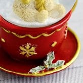 スノードーム ティーカップ ベア レッド スモール ミニ クリスマス Xmas 飾り 冬 クマ オブジェ snow dome