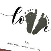 【送料無料 / 発送前にサンプル作成で安心】足形 ポスター LOVE〈 等身大 サイズ！写真を送るだけ 〉足形アート ホワイト アクリル Baby 記念 バースボード クリアボード 誕生日 ファーストバースデー 命名書 Boad メモリアル パネル 赤ちゃん 名前入り プレゼント ベビー 孫 名入れ ギフト 出産祝い 出生 A4 Foot あし