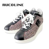 ルコライン スニーカー ルコライン 靴 RUCO LINE RUCO-011PK MULTI マルチカラー 生地ピンク × 合皮ブラック  Rマーク サイドファスナー付 ３E 幅広 レディース