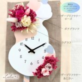 【専用ギフトボックス入り】 しっぽが揺れる 三毛猫 花時計 ピンクローズ プリザーブドフラワー 掛け時計 壁掛け時計 振り子時計 時計 ねこ ネコ 猫好き アニマル 花 ギフト プレゼント 新築祝い 引っ越し祝い 誕生日 退職祝い 女性 記念日 ルルズ Lulu＊s 0860