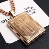 ステンレス ロケットネックレス HIPHOP 喜平チェーンネックレス ロケットペンダント クロスネックレス 写真 記念 思い出 50cm 60cm ピンク 十字架 6面カット メンズ 男性 金属アレルギー対応