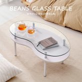 ガラステーブル センターテーブル ローテーブル 棚付きガラスローテーブル 幅90cm 8mm強化ガラス ビーンズ型 収納棚 透明感 スチール脚 おしゃれ かわいい リビングテーブル 一人暮らし 新生活 北欧 韓国インテリア 雑誌収納 小物置き 省スペース