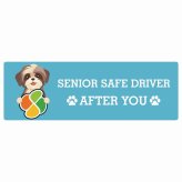 カーサイン 高齢者マーク SENIOR SAFE DRIVER シーズー ステッカー シール 長方形 15x5cm 肉球 日本製 車