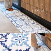 洗濯機で洗える ふっくら厚手 キッチンマット 約45×150cm クプレ アフト ディア モロッカンタイル柄 洗濯できる ウォッシャブル オールシーズン