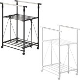 ワンタッチ収納洗濯物干しラック　ワイド ONLR0437 ランドリーラック 幅121cm 奥行55cm 高さ169cm ランドリー収納 室内干し ワンタッチ収納 折りたたみ シンプルデザイン コンパクト 梅雨対策 物干しラック ステンレス 部屋干し 洗濯動線