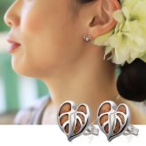 ハワイアンジュエリー コアウッド ピアス モンステラ コアウッド シルバー925 ロジウムコーティング キャッチ aumakua 20G ゲージ メンズ レディース 誕生日 プレゼント ハロウィン 【品番：042-62-01】