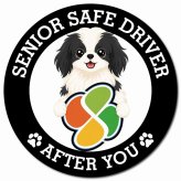 カーサイン 高齢者マーク SENIOR SAFE DRIVER 狆 マグネット 強力 直径13cm 肉球 日本製 車 ステッカー