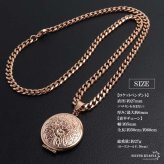 ステンレス ロケットネックレス HIPHOP 喜平チェーンネックレス ロケットペンダント フラワーネックレス 写真 記念 思い出 ハワイアンネックレス 50cm 60cm ピンク 花 6面カット メンズ 男性 金属アレルギー対応