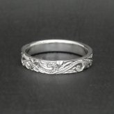 ハワイアンジュエリー リング 指輪 白 ハイビスカス スクロール シルバー925【刻印無料】 花 波 波模様 シルバーアクセサリー メンズ レディース ユニセックス ペアリング 誕生日 プレゼント ハンドメイド 手作り 彫金 箱入り Grand Galleria グランドガレリア