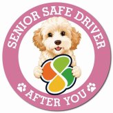 カーサイン 高齢者マーク SENIOR SAFE DRIVER ゴールデンドゥードル マグネット 強力 直径13cm 肉球 日本製 車 ステッカー