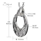 ハワイアンジュエリー ネックレス シルバー スクロール ネックレス 刻印 無料 誕生石入れ可 オーバルサークル Lサイズ 全長29mm ロジウムコーティング シルバー925 ギフトラッピング可能 プレゼント ハロウィン 【品番：CG-SP309】