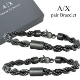 アルマーニエクスチェンジ ペアブレスレット 2本セット メンズ レディース ガンメタル ステンレス A|X ロゴ チェーン お揃い カップル 夫婦 誕生日 記念日 プレゼント ギフト ARMANI EXCHANGE 並行輸入品 成人 卒業 入学