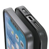 エレコム PM-A25SHVCKBK iPhone 16e ハイブリッドケース マットブラック(ラバーコート) メタルステッカー付