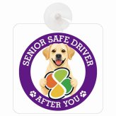 カーサイン 高齢者マーク SENIOR SAFE DRIVER ラブラドールレトリバー 車内用 吸盤タイプ 収れん火災防止タイプ 肉球 日本製 車 ステッカー