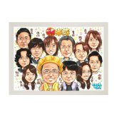 米寿祝い プレゼント 88歳 家族みんなで 大人数 手描き 手書き 似顔絵 名入れ 送料無料｜子供 孫 ひ孫 両親 誕生日 記念品 サプライズ オーダーメイド 世界に一つ 長寿祝い 黄色 八十八歳 ギフト