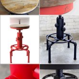 カウンターチェア バーチェア INDUSTRIAL(インダストリアル) 幅45×奥行き45×高さ61~75cm 天然木 パイン材 スチール アジャスター付き 配水管デザイン ブ レッド knc-a812【北海道・沖縄・離島以外 】 木製 ハイタイプ 新生活