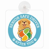 カーサイン 高齢者マーク SENIOR SAFE DRIVER チベタンマスティフ 車内用 吸盤タイプ 収れん火災防止タイプ 肉球 日本製 車 ステッカー