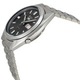 セイコー5 腕時計 メンズ 自動巻き ブラック シルバー SEIKO 5 海外モデル 逆輸入 メタルベルト 曜日 日付 シースルーバック 機械式 誕生日 プレゼント ギフト 収納ケース付き 成人 卒業 入学