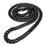 純チタン製 軽い ネックレスチェーン フィガロ喜平ネックレス ブラック つけっぱなし 幅7mm 丁度いい太さ かっこいい クール シンプル 大人 厚みあり メンズ 男性 金属アレルギー対応
