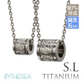 ハワイアンジュエリー ペアネックレス 金属アレルギー 対応 純チタン 刻印 無料 誕生石 チューブ Sサイズ Lサイズ チェーン 長さ選べる ステンレスより軽く肌に優しい カップル プレゼント ハロウィン 【品番：CG-TIP401SLP】