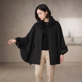 カシミヤ ブレンド ウール ケープ レッキス ファー 一枚仕立て 手縫い ハンドメイド レディース Filomo カシミヤ混 ダブルフェイス レッキス ファー 毛皮 冬 アウター 秋 30代 40代 50代 ギフト プレゼント 7F (02000091r)