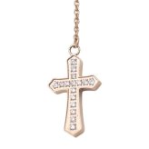 【送料無料】ペアネックレス ステンレス アクセサリー ロザリオ ペンダント クロス 十字架 ジルコニア Rosary ブラック ローズゴールド メンズ レディース