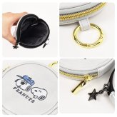 ミニポーチ Snoopy スヌーピー サークルミニポーチ カラビナ付き おしゃれ かわいい シルバー 小物入れ ミニポーチ カラビナ カラビナ付き メタリック 丸 イラスト スヌーピーグッズ スヌーピーイラスト バッグチャーム プレゼント ギフト 贈り物 小さめ ミニ