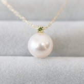 ［pearl604］8mm - 8.5mm ホワイトピンク ペンダント ネックレス 8月 誕生石 ペリドット あこや真珠